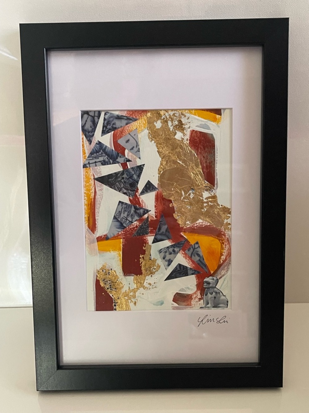 Original Art - Framed Abstract Mixed Media Wall Art in Black Frame - 9”x13”